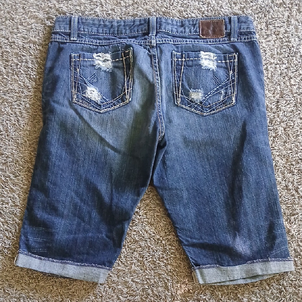 BKE Blue Bermuda Shorts Distressed Denim Casual